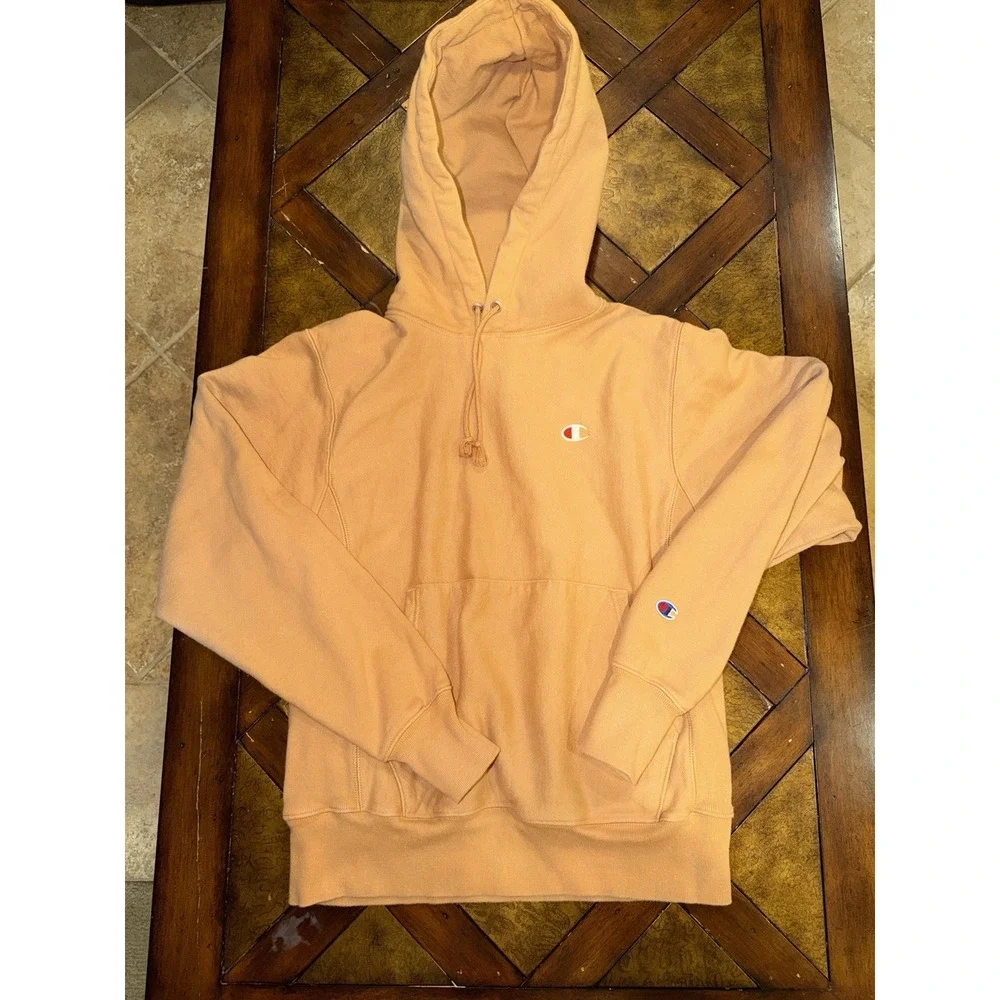 Champion‎ Reverse Weave Pullover Hoodie Sweatshirt Men's Small Tan